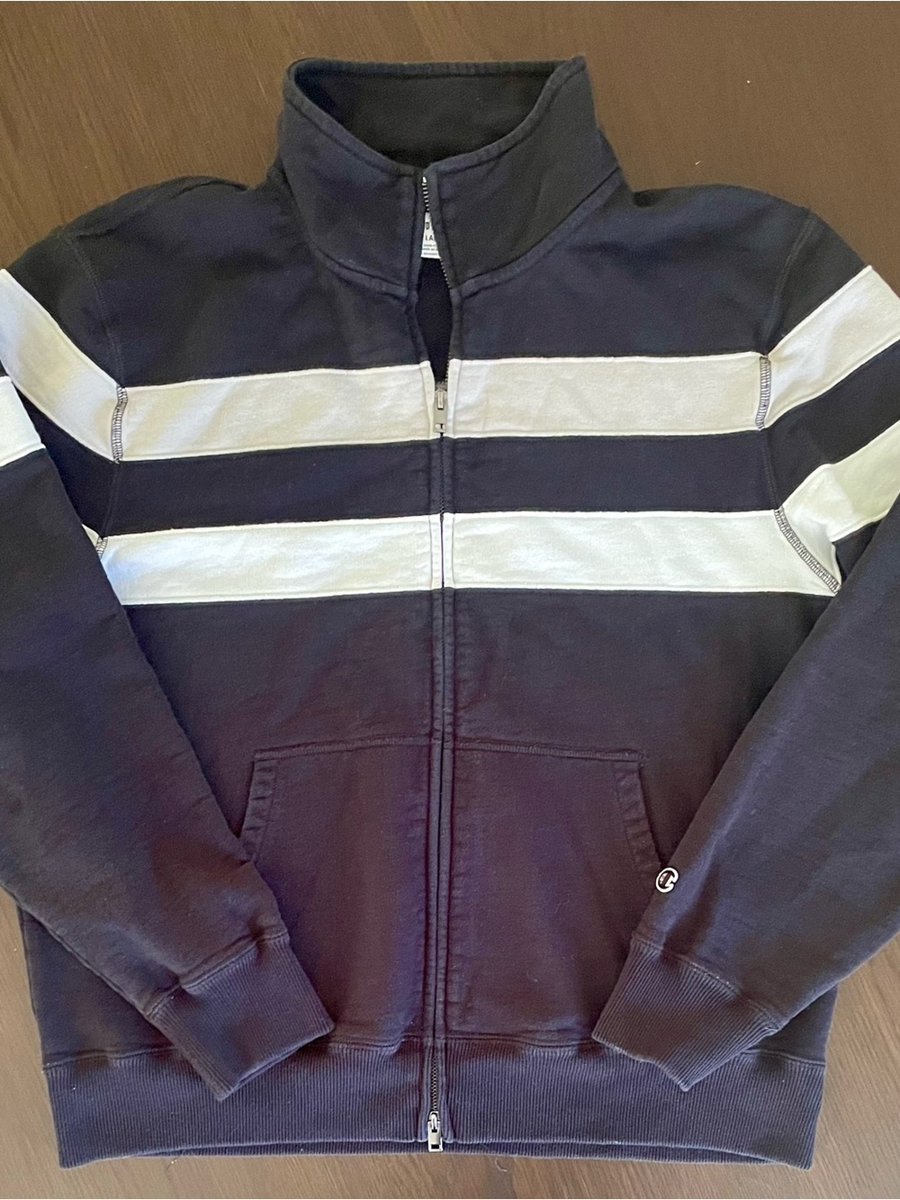 Todd Snyder x Champion Men's Large Full Zip Striped Sweatshirt - Made in Canada